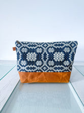 Load image into Gallery viewer, One-of-a-Kind: Antique Navy Woven Coverlet Zip Pouch
