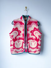 Load image into Gallery viewer, One-of-a-Kind: Fuchsia Floral Ukrainian Blanket Vest (XS-M)
