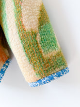 Load image into Gallery viewer, One-of-a-Kind: Deep Green and Orange Floral Burst Ukrainian Blanket Hooded Flora Jacket (L)
