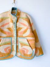 Load image into Gallery viewer, One-of-a-Kind: Tan/Orange/Green Ukrainian Blanket Flora Jacket (L)
