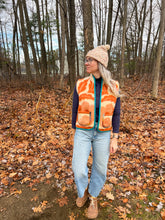 Load image into Gallery viewer, One-of-a-Kind: Ukrainian Fall Orange Floral Wool Blanket Cropped Vest (XS-S)
