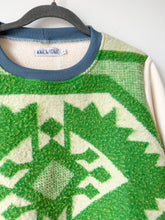 Load image into Gallery viewer, One-of-a-Kind: Green Floral Ukrainian Blanket Pullover (L)
