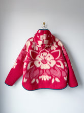 Load image into Gallery viewer, One-of-a-Kind: Fuchsia Floral Ukrainian Blanket Hooded Flora Jacket (L)
