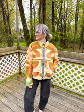 Load image into Gallery viewer, One-of-a-Kind: Orange and Green Floral Ukrainian Blanket Flora Jacket (M)

