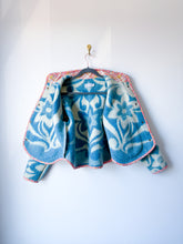 Load image into Gallery viewer, One-of-a-Kind: Blue Floral Ukrainian Blanket Flora Jacket (S)
