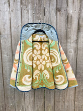 Load image into Gallery viewer, One-of-a-Kind: Orange and Green Floral Ukrainian Blanket Hooded Flora Jacket (L)
