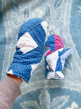 Load image into Gallery viewer, One-of-a-Kind: Indigo Churn Dash Quilt Mittens (M)
