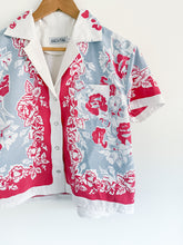 Load image into Gallery viewer, One-of-a-Kind: Vintage Red Floral Tablecloth Shaftsbury Shirt (S)

