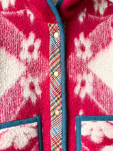 Load image into Gallery viewer, One-of-a-Kind: Fuchsia Floral Ukrainian Blanket Hooded Flora Jacket (L)
