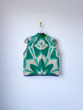 Load image into Gallery viewer, One-of-a-Kind: Green Floral Wool Blanket Vest (XS-M)
