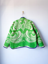 Load image into Gallery viewer, One-of-a-Kind: Bright Green Floral Ukrainian Blanket Flora Jacket (M)
