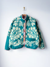 Load image into Gallery viewer, One-of-a-Kind: Turquoise Floral Ukrainian Blanket Flora Jacket (M)
