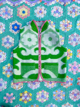 Load image into Gallery viewer, One-of-a-Kind: Green Floral Ukrainian Blanket Vest (M)
