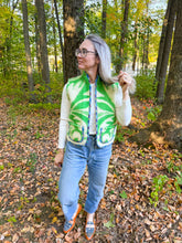 Load image into Gallery viewer, One-of-a-Kind: Green Leaf Wool Blanket Vest (XS-M)
