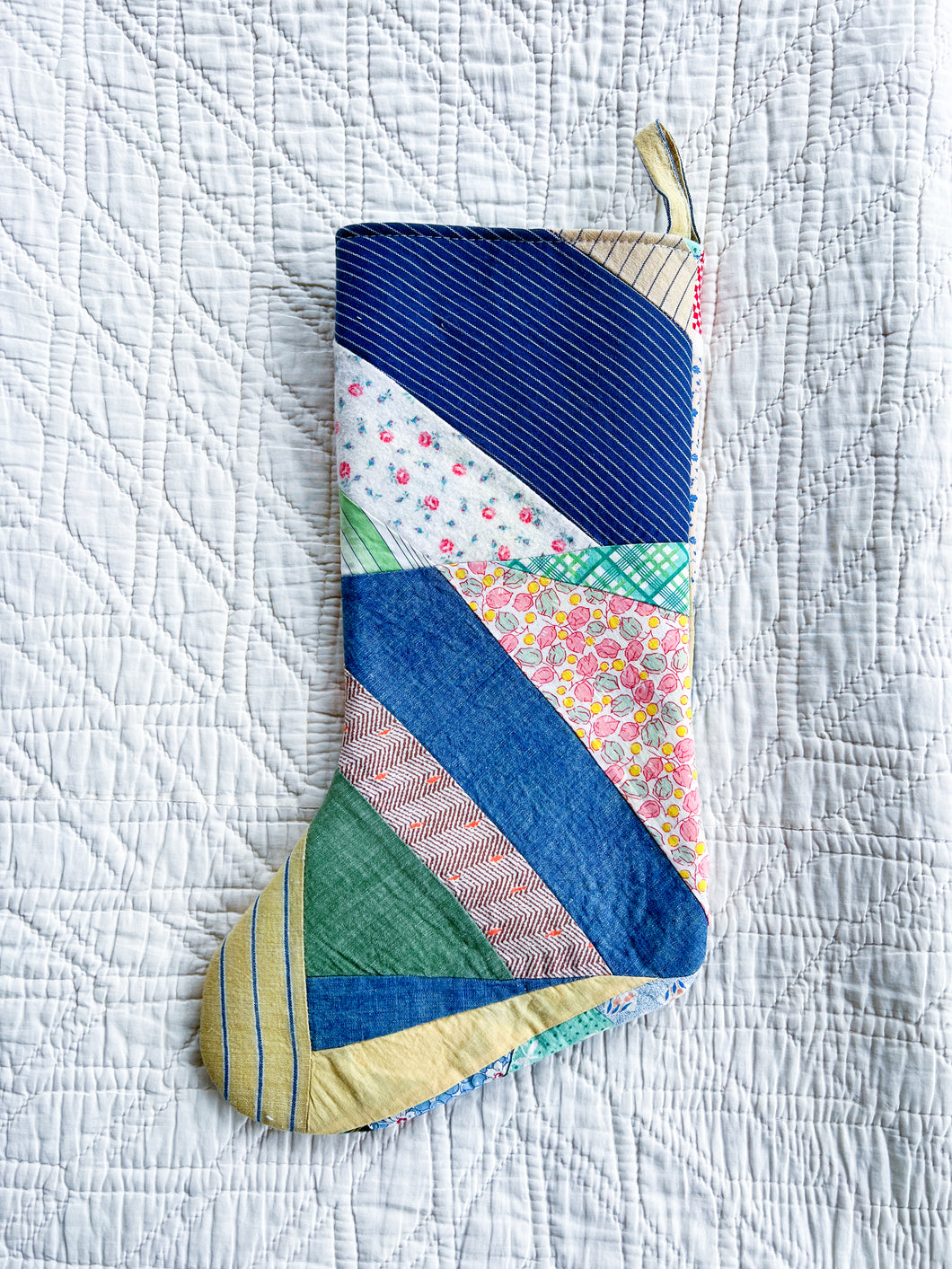 One-of-a-Kind: Scrappy Feedsack Stocking #1