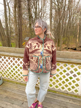Load image into Gallery viewer, One-of-a-Kind: Chocolate Floral Ukrainian Blanket Flora Jacket (S)
