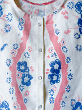 Load image into Gallery viewer, One-of-a-Kind: Vintage Blue Hollyhock Tablecloth Pearl Snap Tank (M)

