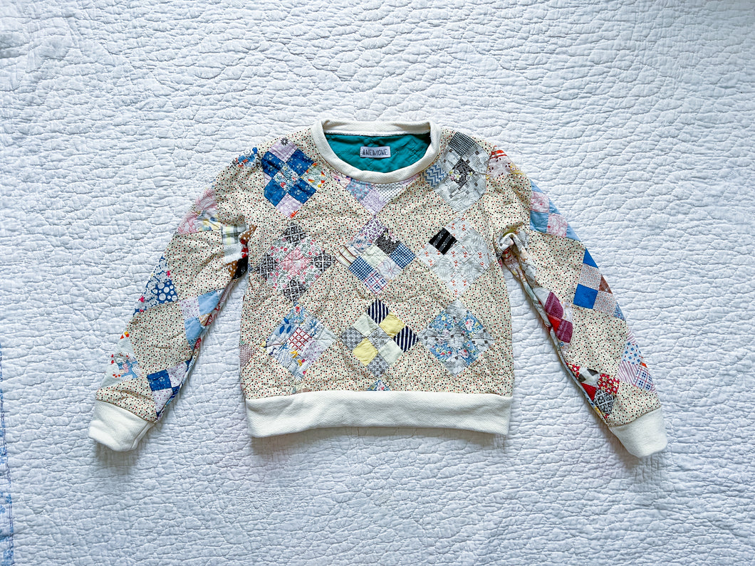 One-of-a-Kind: Nine Patch Quilt Pullover (M)