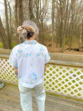 Load image into Gallery viewer, One-of-a-Kind: Parisian Garden Vintage Tablecloth Shaftsbury Shirt (S)
