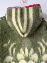 Load image into Gallery viewer, One-of-a-Kind: Green Floral Ukrainian Blanket Hooded Flora Jacket (S)

