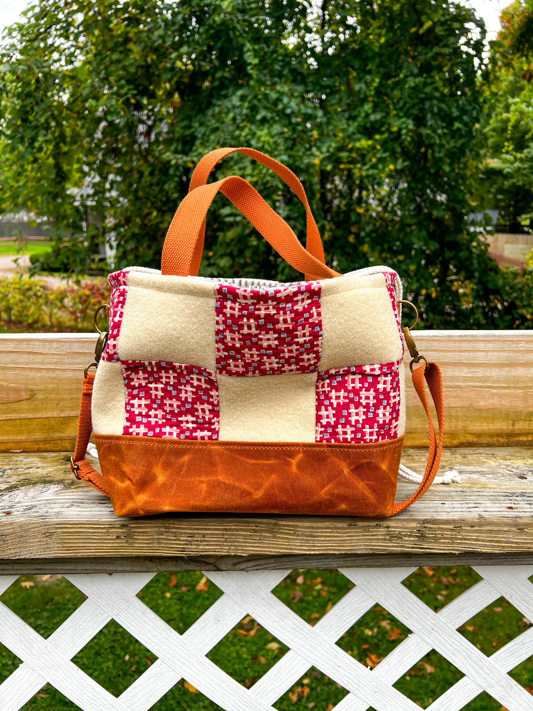 One-of-a-Kind: Wool Patchwork Project Bag (with detachable strap)