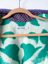 Load image into Gallery viewer, One-of-a-Kind: Green Floral Ukrainian Blanket Flora Jacket (S)
