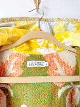 Load image into Gallery viewer, One-of-a-Kind: Green and Tan Floral Ukrainian Blanket Hooded Flora Jacket (S)
