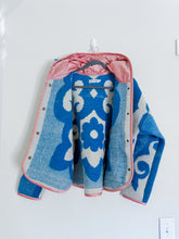Load image into Gallery viewer, One-of-a-Kind: Blue Ukrainian Blanket Hooded Flora Jacket (M)
