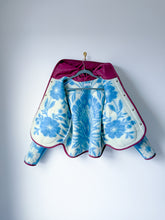Load image into Gallery viewer, One-of-a-Kind: Blue Floral Ukrainian Blanket Hooded Flora Jacket (S)
