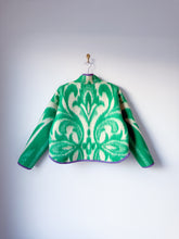 Load image into Gallery viewer, One-of-a-Kind: Green Floral Ukrainian Blanket Flora Jacket (S)
