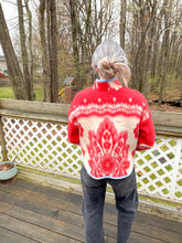 Load image into Gallery viewer, One-of-a-Kind: Red Floral Ukrainian Blanket Flora Jacket (S)
