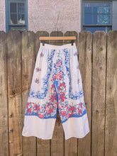 Load image into Gallery viewer, One-of-a-Kind: Vintage Pink and Blue Floral Tablecloth Easy Pant (M)
