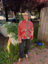 Load image into Gallery viewer, One-of-a-Kind: Geometric Linework Ukrainian Blanket Flora Jacket (M)
