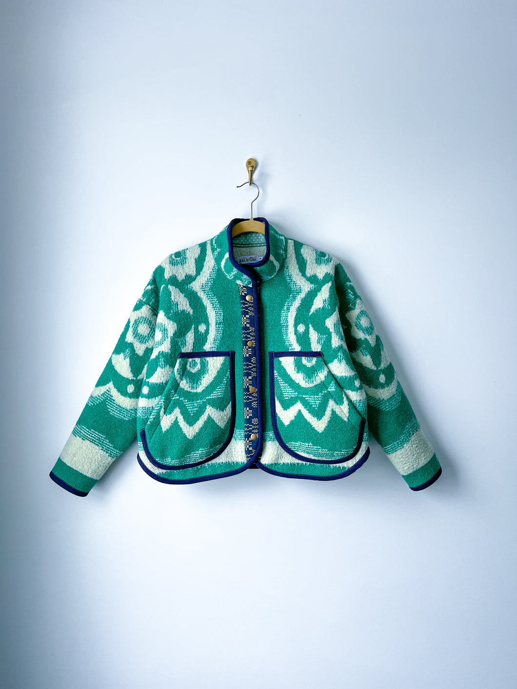 One-of-a-Kind: Green Floral Wool Blanket Flora Jacket (M)