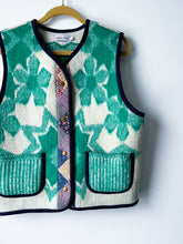 Load image into Gallery viewer, One-of-a-Kind: Floral Wool Blanket Snap Front Vest (L)
