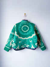 Load image into Gallery viewer, One-of-a-Kind: Green Floral Ukrainian Blanket Flora Jacket (S)
