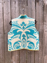 Load image into Gallery viewer, One-of-a-Kind: Bright Blue Floral Vintage Blanket Vest (S)
