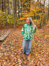 Load image into Gallery viewer, One-of-a-Kind: Green Floral Ukrainian Blanket Flora Jacket (L)
