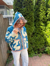 Load image into Gallery viewer, One-of-a-Kind: Blue Ukrainian Blanket Hooded Flora Jacket (M)
