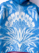 Load image into Gallery viewer, One-of-a-Kind: Blue Floral Ukrainian Blanket Hooded Flora Jacket (S)
