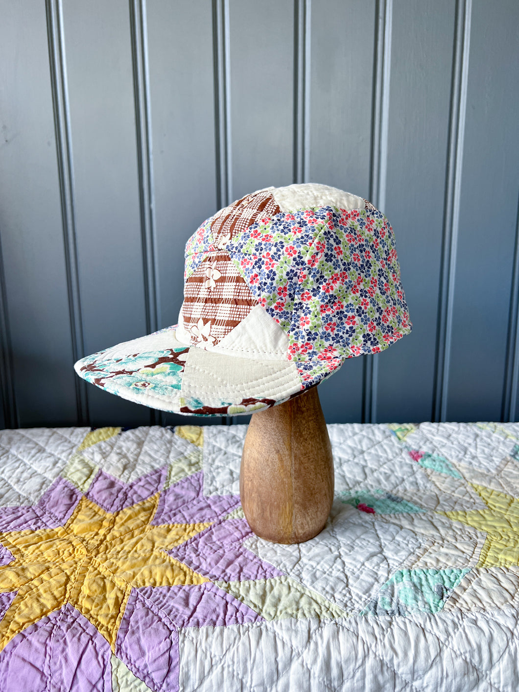 One-of-a-Kind: Floral Nine Patch 5 Panel Hat