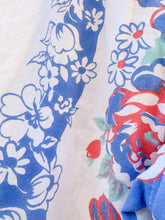 Load image into Gallery viewer, One-of-a-Kind: Vintage Pink and Blue Floral Tablecloth Easy Pant (M)
