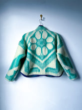 Load image into Gallery viewer, One-of-a-Kind: Kelly Green Floral Ukrainian Wool Blanket Flora Jacket (S)
