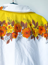 Load image into Gallery viewer, One-of-a-Kind: Vintage Autumn Rose Tablecloth Shaftsbury Shirt (L)
