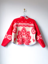 Load image into Gallery viewer, One-of-a-Kind: Red Floral Ukrainian Blanket Flora Jacket (S)
