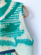 Load image into Gallery viewer, One-of-a-Kind: Green Floral Wool Blanket Vest (XS-M)
