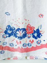 Load image into Gallery viewer, One-of-a-Kind: Vintage Blue Hollyhock Tablecloth Pearl Snap Tank (M)
