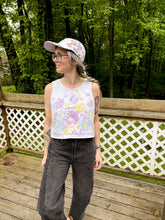 Load image into Gallery viewer, One-of-a-Kind: Vintage Sunfaded Floral Tablecloth Turnaround Tank (S)

