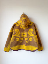 Load image into Gallery viewer, One-of-a-Kind:Mustard and Chartreuse Floral Ukrainian Blanket Hooded Flora Jacket (M)
