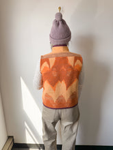 Load image into Gallery viewer, One-of-a-Kind: Creamsicle and Brown Floral Ukrainian Blanket Vest (S)
